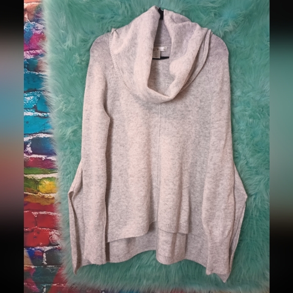 Kaisely Gray Cowl Neck Long Sleeve High Low Sweater Size M - Picture 2 of 13